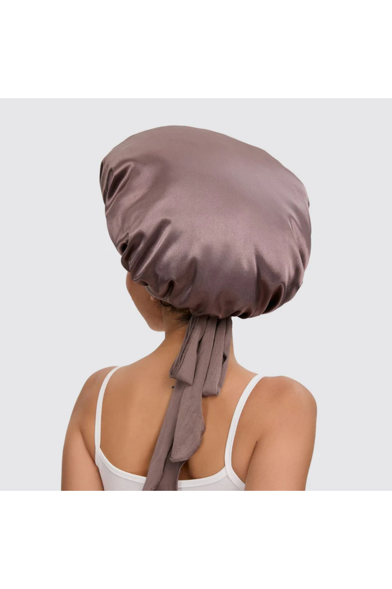 Satin Night Bonnet, Alternate, color, BROWN