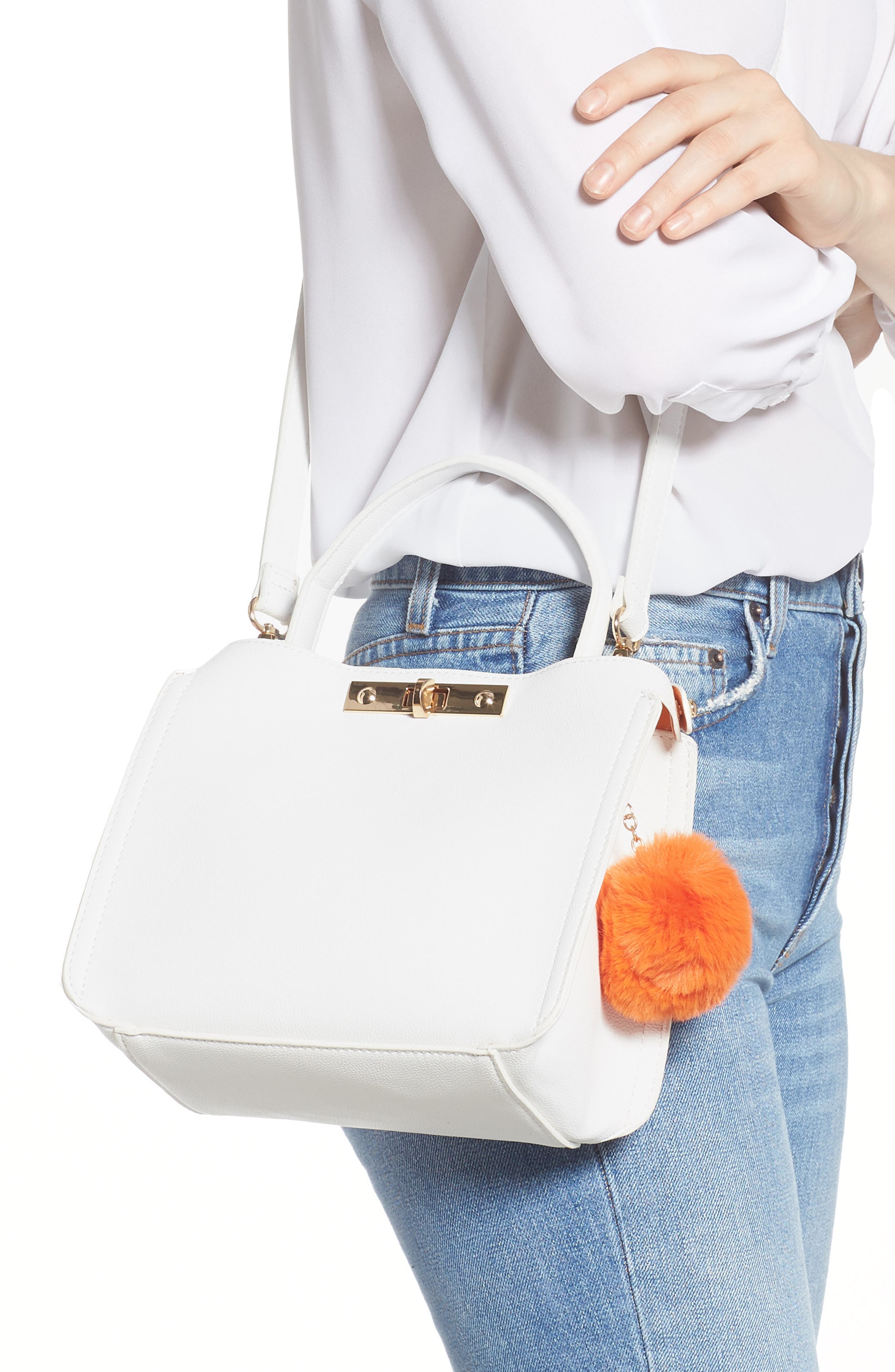 Faux Leather Crossbody Bag, Alternate, color, WHITE