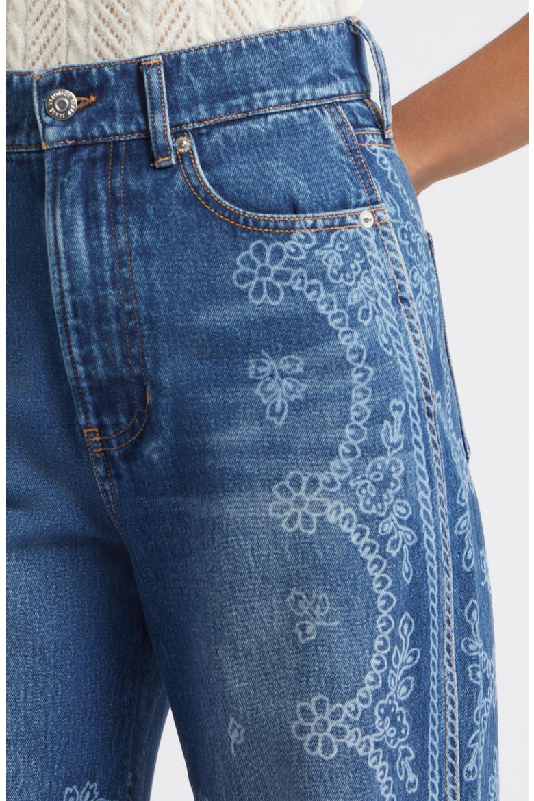 Taylor High Waist Wide Leg Jeans, Alternate, color, INDIGO BANDANA