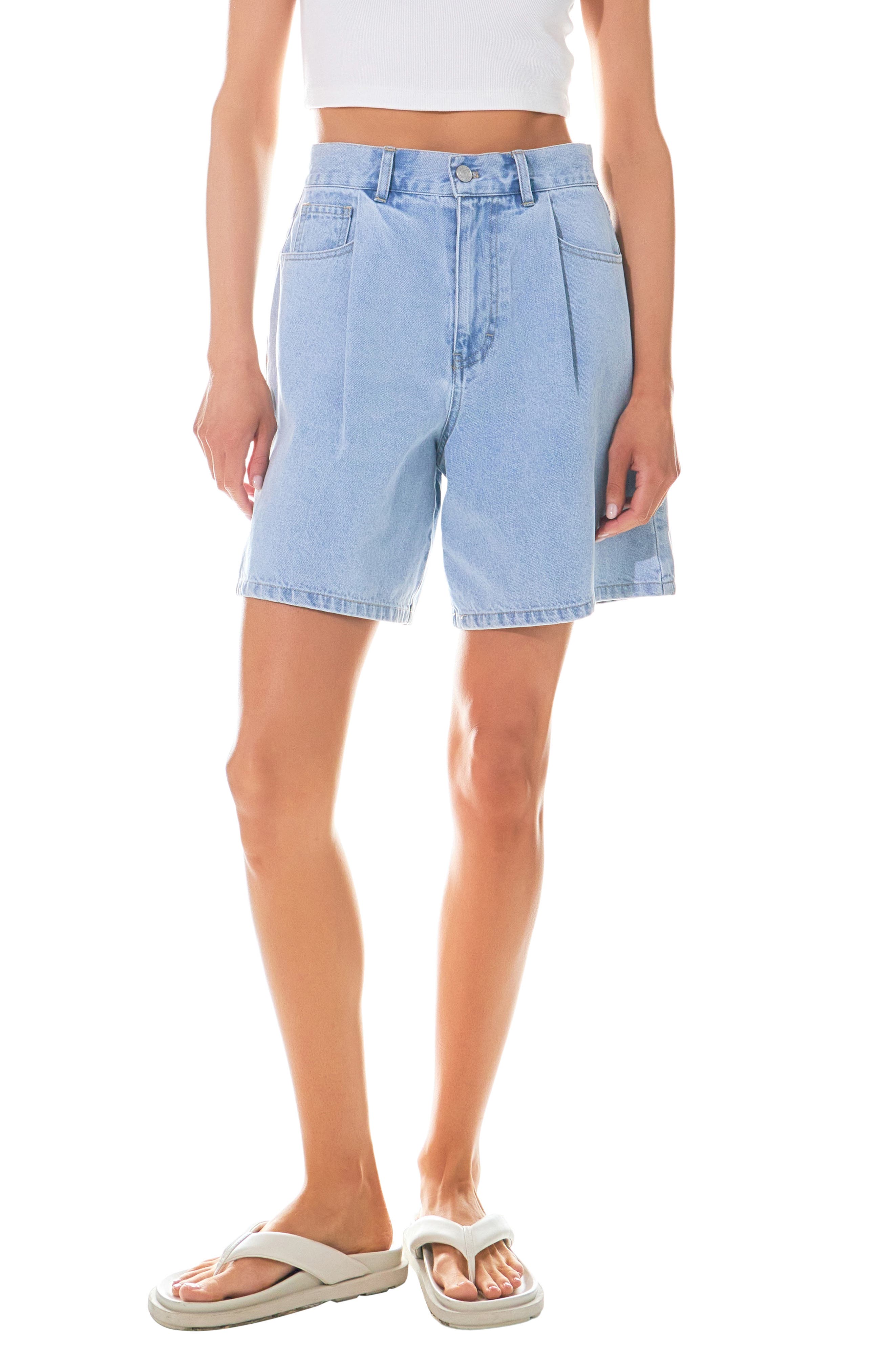 High Waist Wide Leg Denim Shorts