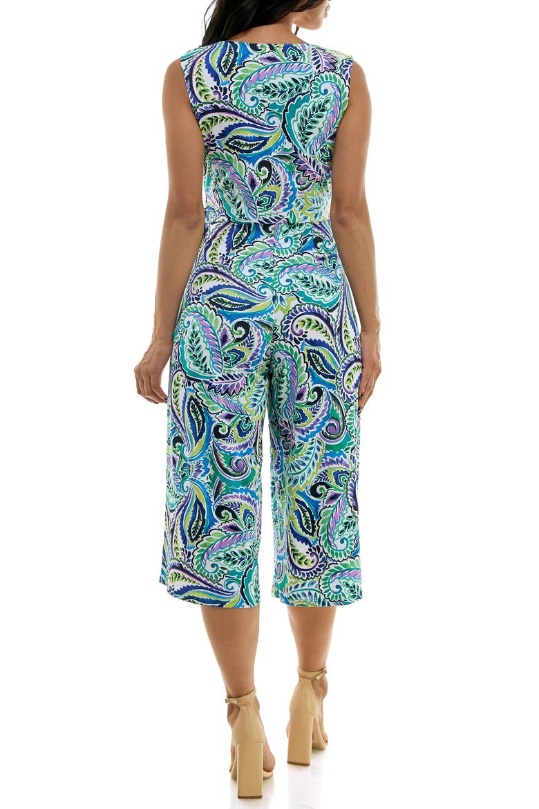 Surplice Culotte Crop Jumpsuit, Alternate, color, GREEN MULTI