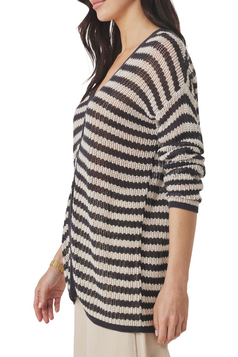 Yasmine Striped Cardigan, Alternate, color, LEAD/NATURAL