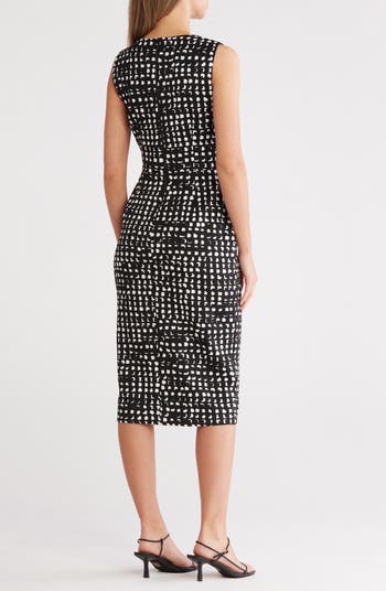 Dot Cross Front Sheath Dress
