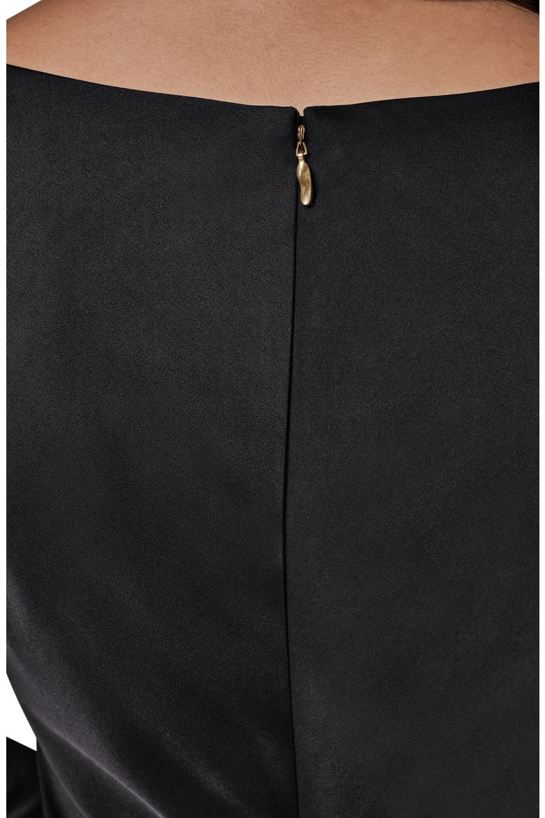 Long Sleeve Satin Mermaid Cocktail Dress, Alternate, color, BLACK