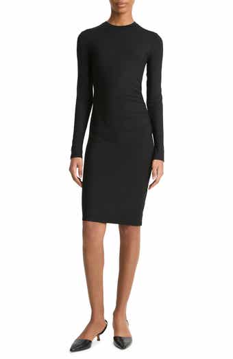 Vince Draped Long Sleeve Crewneck Dress
