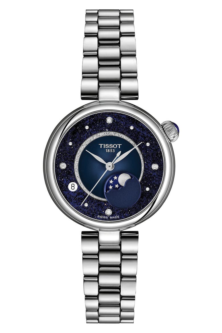 Bellissima Desir Moonphase Two-Tone Bracelet Watch, 36mm, Main, color, BLUE