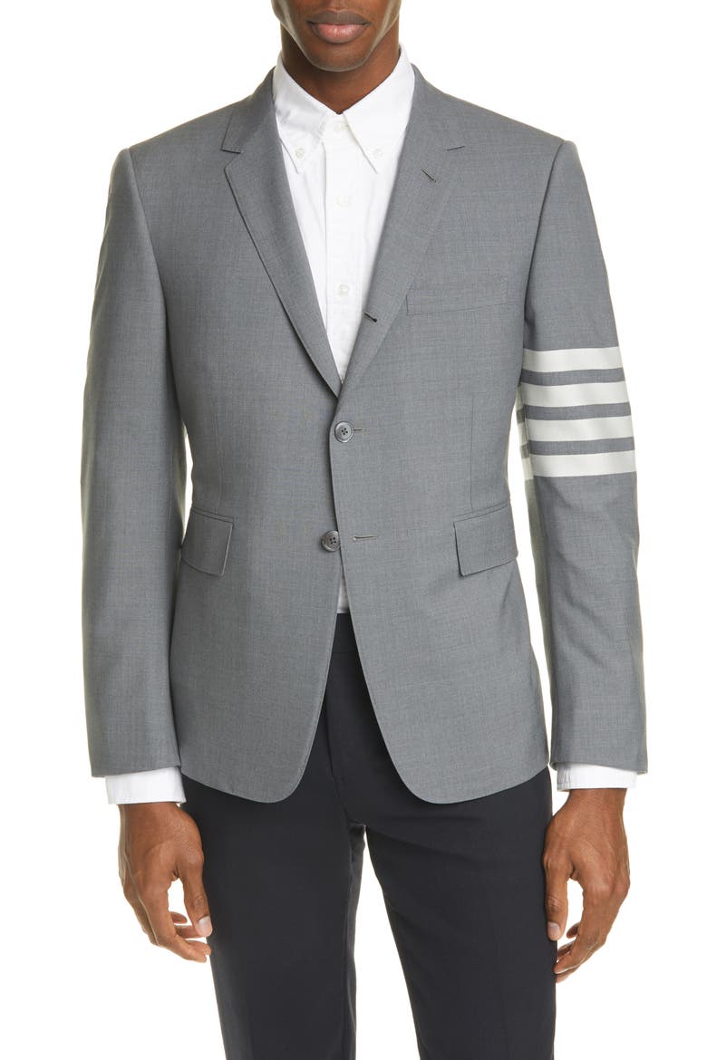 4 Bar Mélange Wool Sport Coat, Main, color, MED GREY
