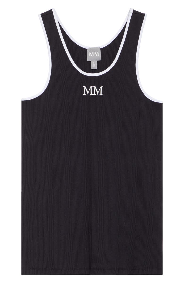 MM by Max Mara Sax Embroidered Logo Cotton Blend Tank, Alternate, color, Navy