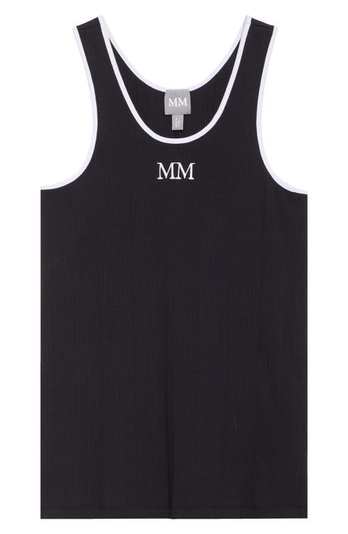 Mm By Max Mara Sax Embroidered Logo Cotton Blend Tank In Navy
