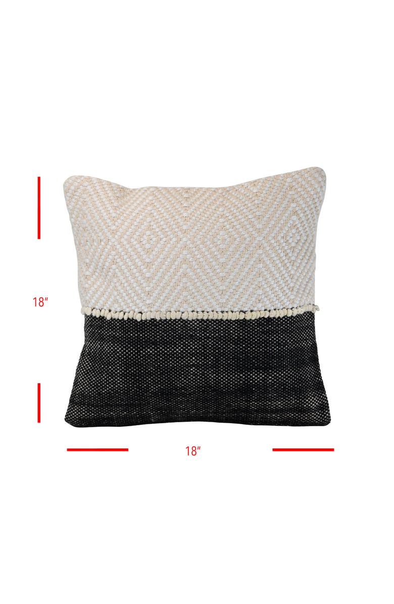 Foreside Home and Garden Diamond Pattern Handwoven Outdoor Decorative Throw Pillow, 18.1" x 18.1", Alternate, color, Beige