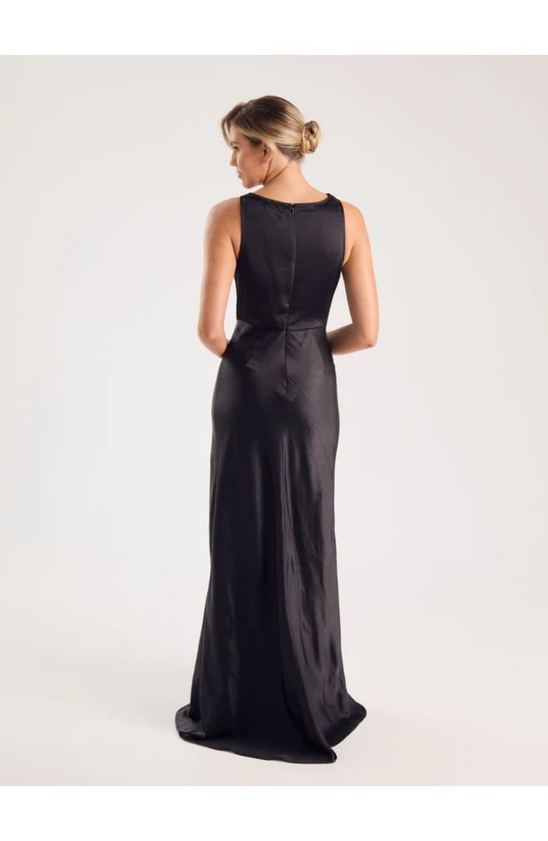 Six Stories Cowl Front Satin Bridesmaid Dress, Alternate, color, Black