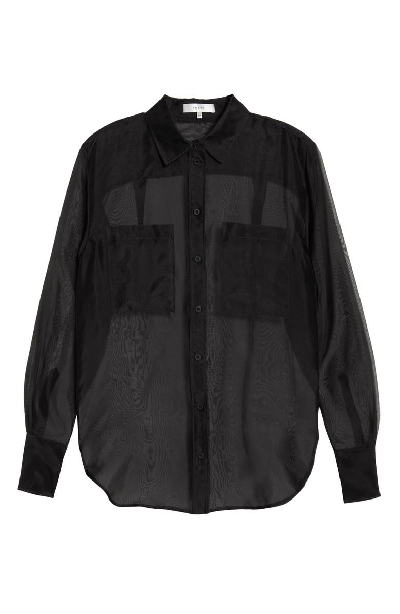 FRAME The Silk Organza Button-Up Shirt, Alternate, color, Black
