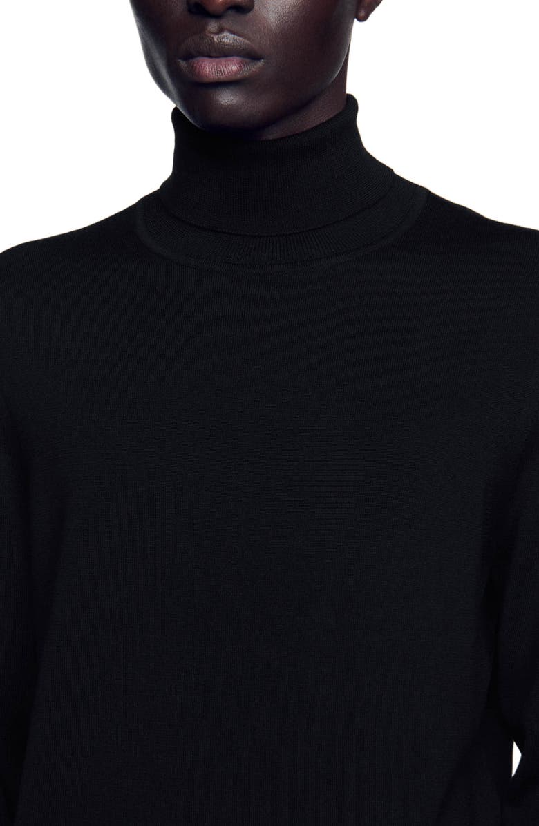 SANDRO Turtleneck wool sweater, Alternate, color, Black