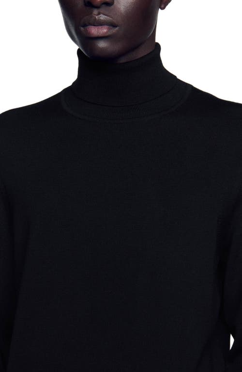 Sandro Roll Neck Wool Sweater In Black