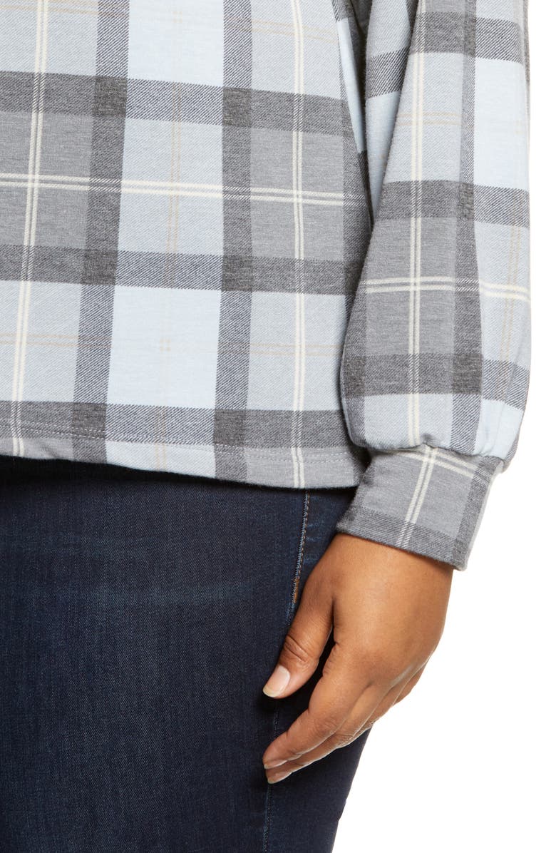 Bobeau French Terry Plaid Shirt, Alternate, color,