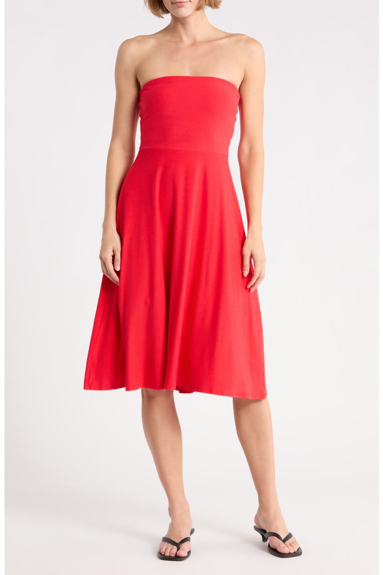 Featherweight Strapless Dress, Main, color, CANDY APPLE RED HEATHER
