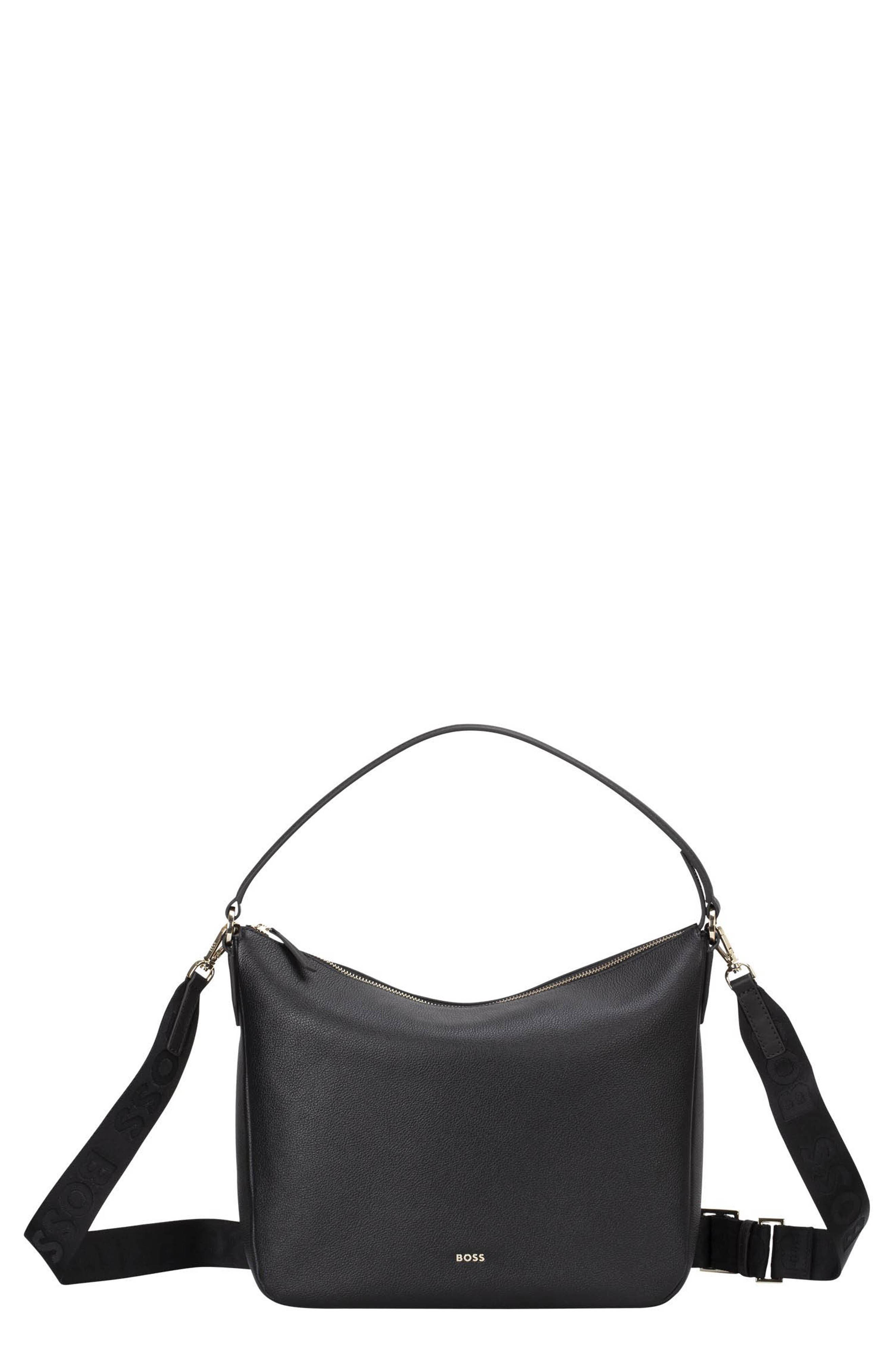 BOSS Medium Alyce Leather Hobo Bag, Main, color, 