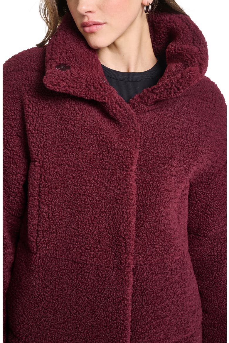 Quilted Fleece Long Teddy Coat, Alternate, color, OXBLOOD