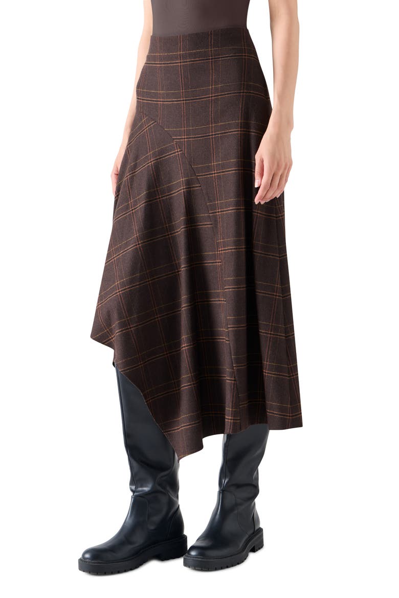 Blanket Check Handkerchief Skirt, Alternate, color, ESPRESSO-CARAMEL