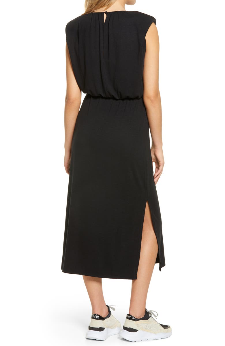 WAYF Padded Shoulder Midi Dress, Alternate, color,