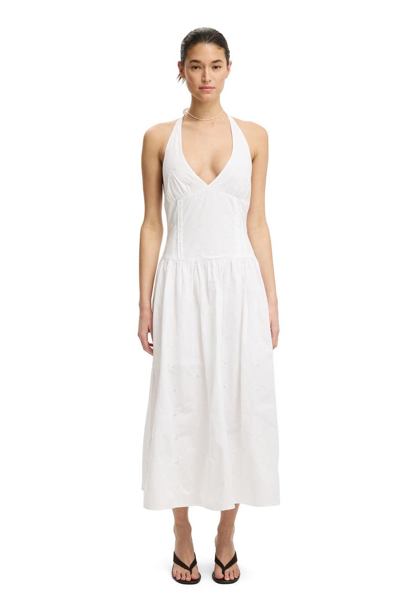 Cotton On Women's Kaity Halter Midi Dress, Alternate, color, White Broderie