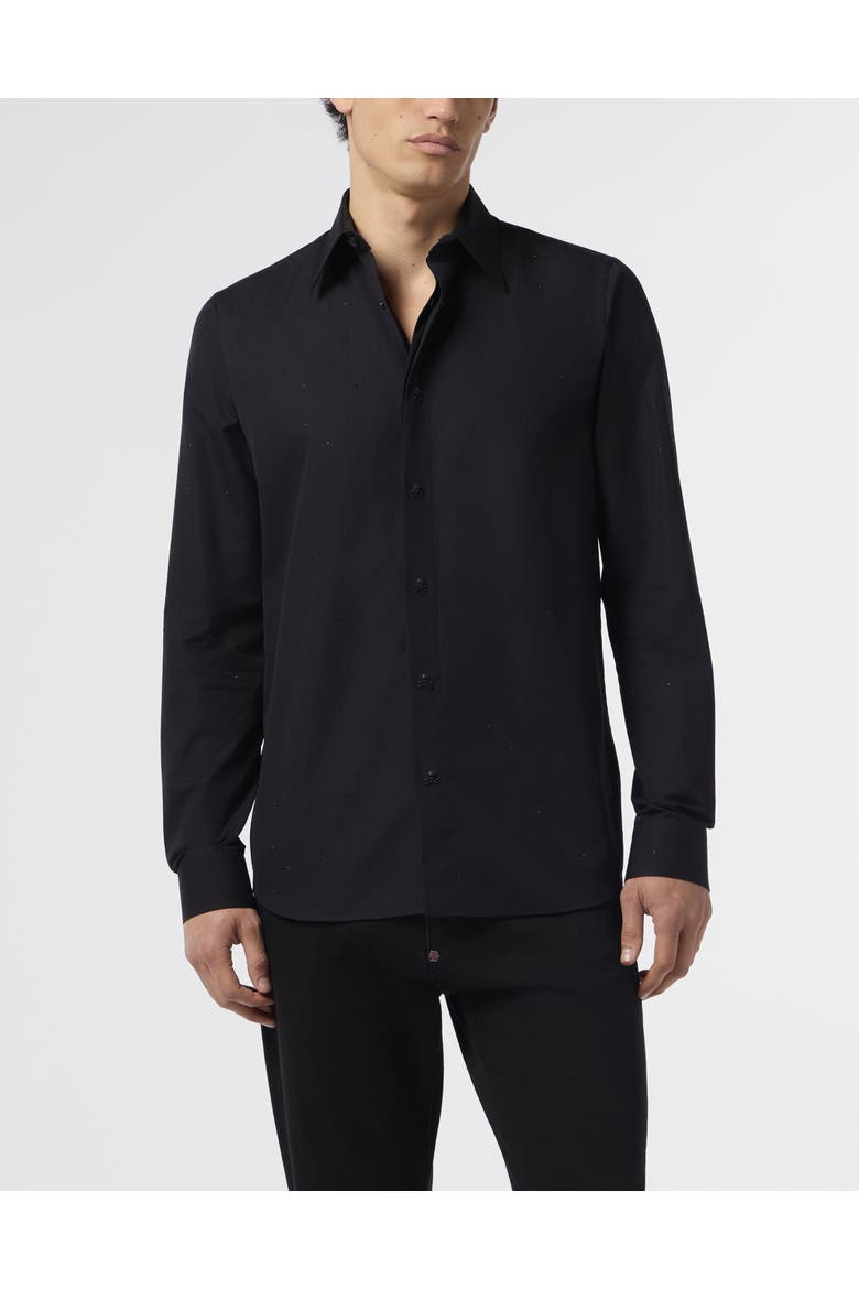 Sugar Daddy Cut Shirt All-Over Strass Men, Main, color, black/black