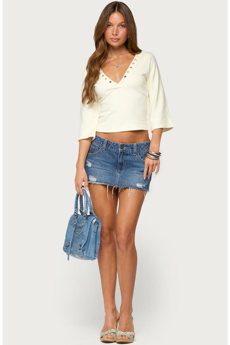 Pali Gemstone V-Neck Top, Alternate, color, CREAM