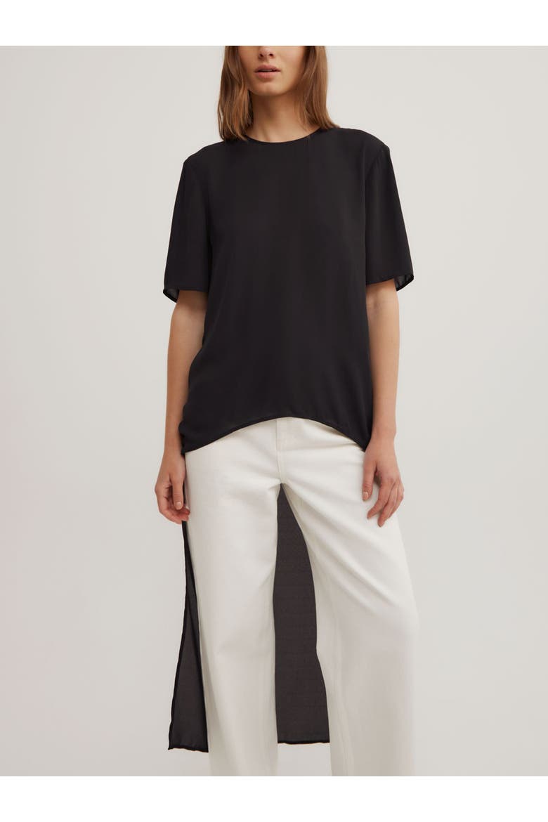 Hi Low Woven Top, Main, color, Black