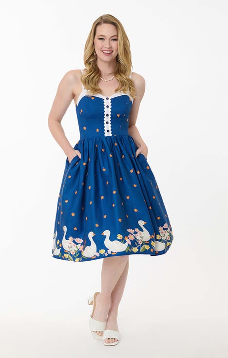 1950s Sleeveless Swing Dress