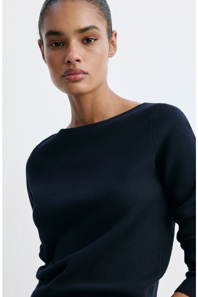 Boat Neck Sweater, Alternate, color, NAVY