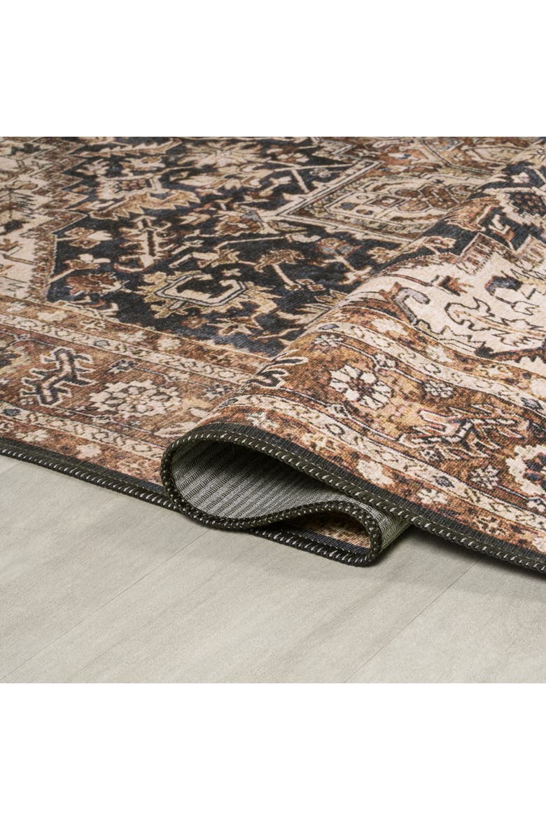 Chapell Chenille Traditional Medallion Machine-Washable Area Rug, Alternate, color, Black/Terra