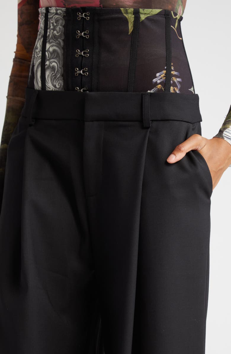 MONSE Floral Print Bustier Stretch Wool Pants, Alternate, color, 