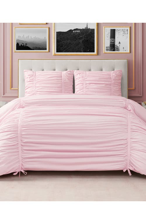 Juicy Couture Ribbon Ruched Comforter & Sham Set In Pink