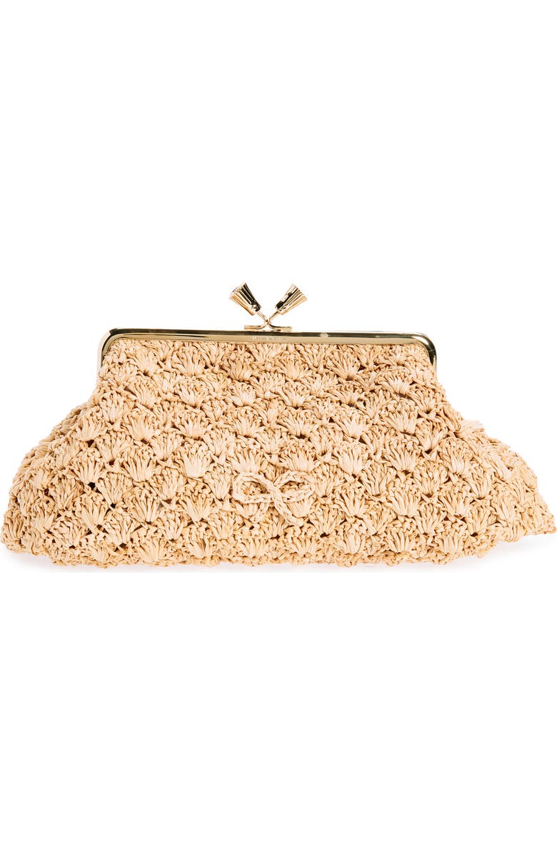 Anya Hindmarch Large Maud Bow Crochet Raffia Clutch, Main, color,