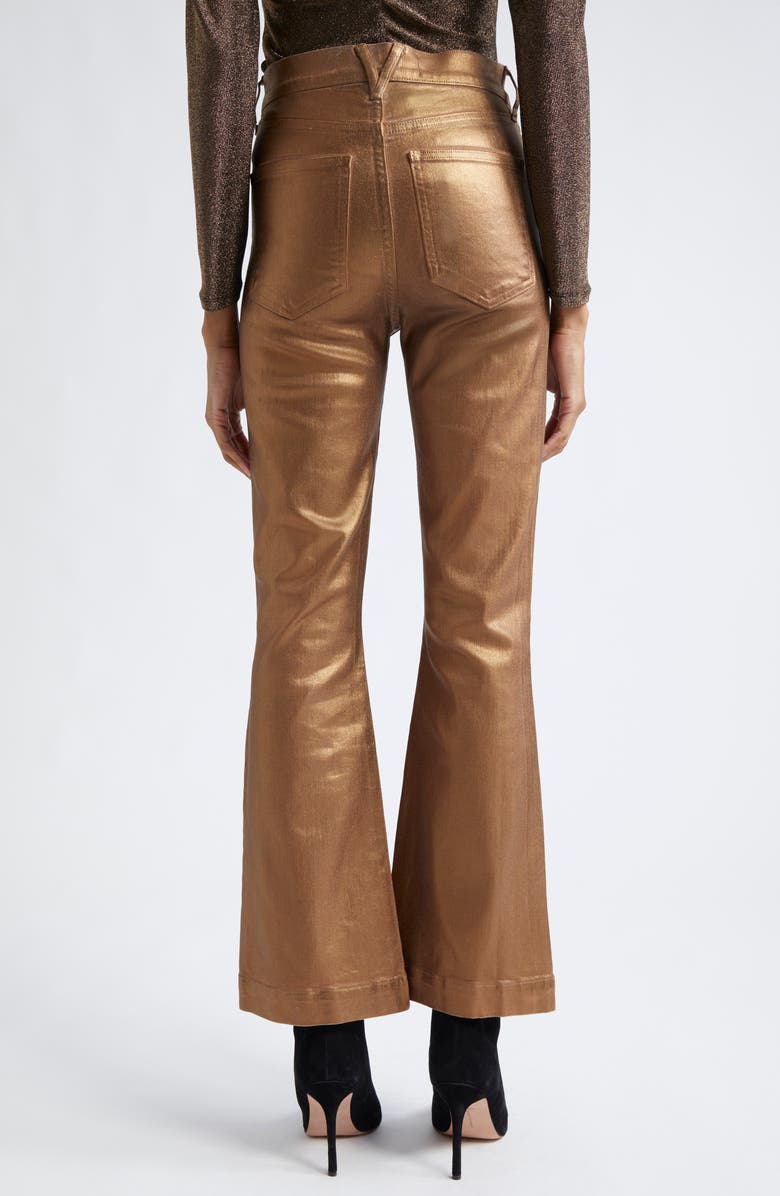 Veronica Beard Carson Metallic Flare Ankle Jeans, Alternate, color, Antique Brass