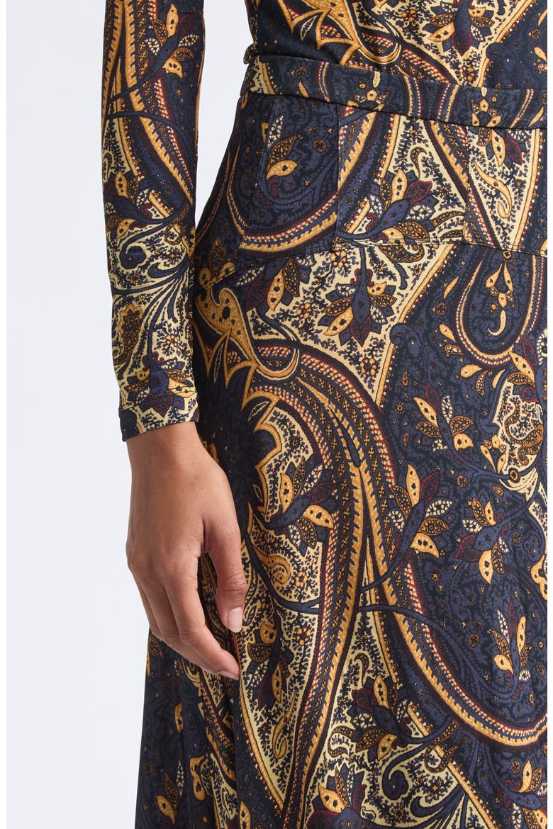 Paola Jersey Midi Skirt, Alternate, color, TWILIGHT PAISLEY
