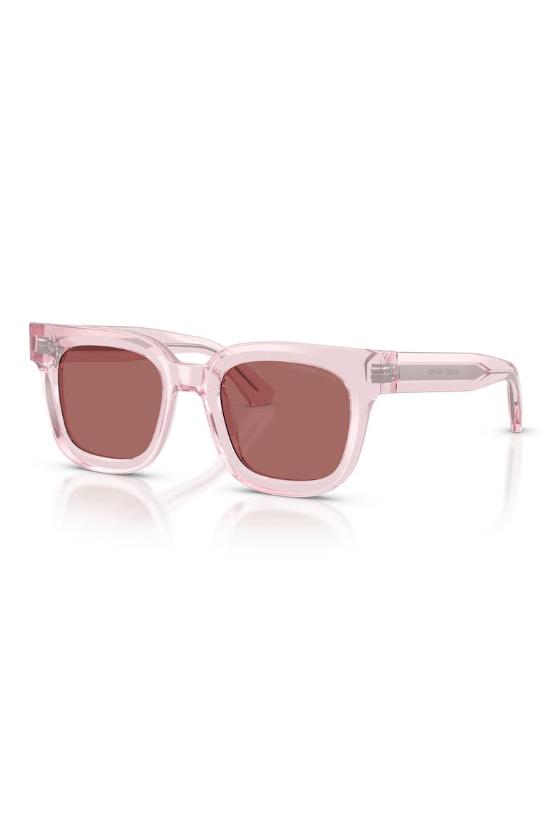 47mm Square Sunglasses, Alternate, color, SHINY TRANSPARENT PINK / BROWN