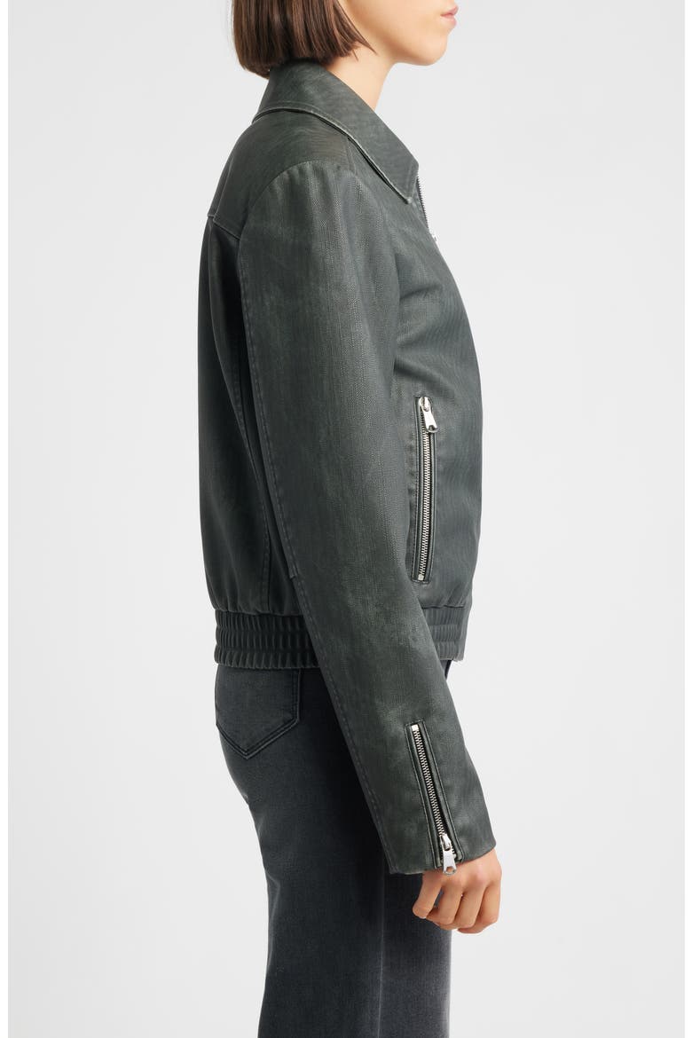 Distressed Faux Leather Jacket, Alternate, color, GREY