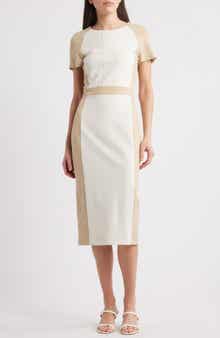 BOSS Darsa Colorblock Midi Sheath Dress