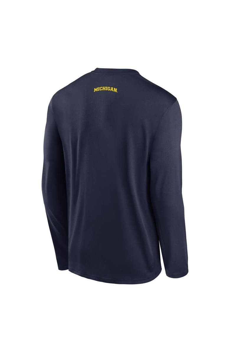 Jordan Brand Men's Jordan Brand Navy Michigan Wolverines On-Court Basketball Shootaround Performance Long Sleeve T-Shirt, Alternate, color, Navy