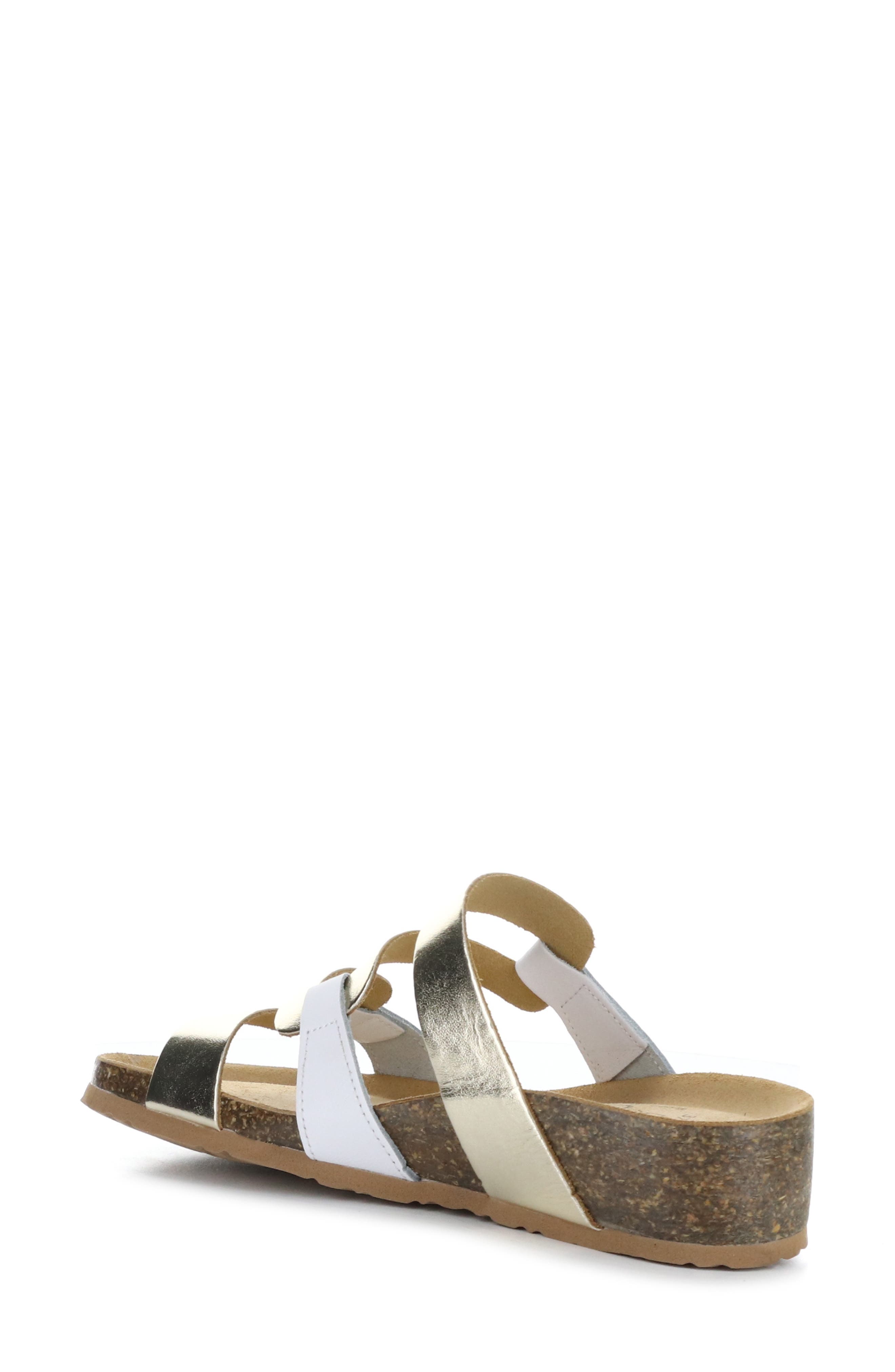 Luzzie Wedge Slide Sandal, Alternate, color, WHITE/ PLATINUM CRUST METALLIC