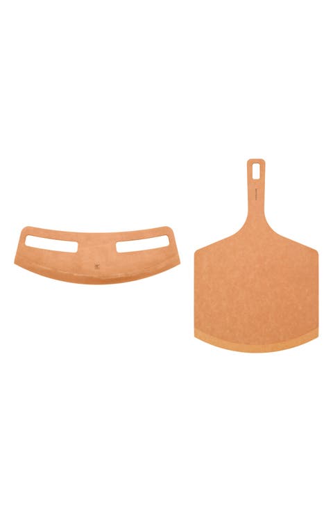 BBQ 2-Piece Plant-Fiber Wood Pizza Peel & Cutter Set