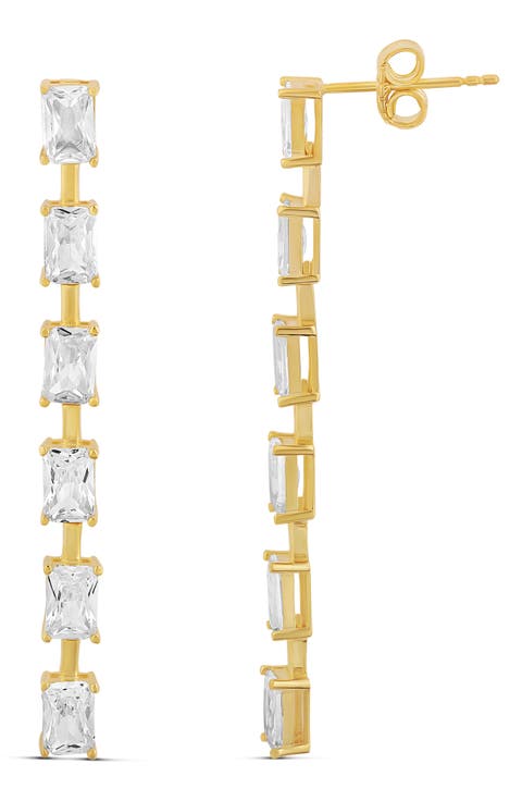 Emerald Bar Drop Earrings