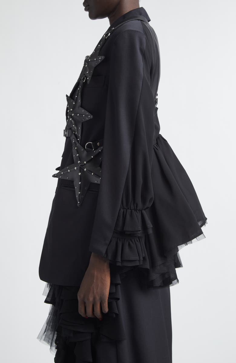 Noir Kei Ninomiya Studded Faux Leather Star Harness, Alternate, color, Black