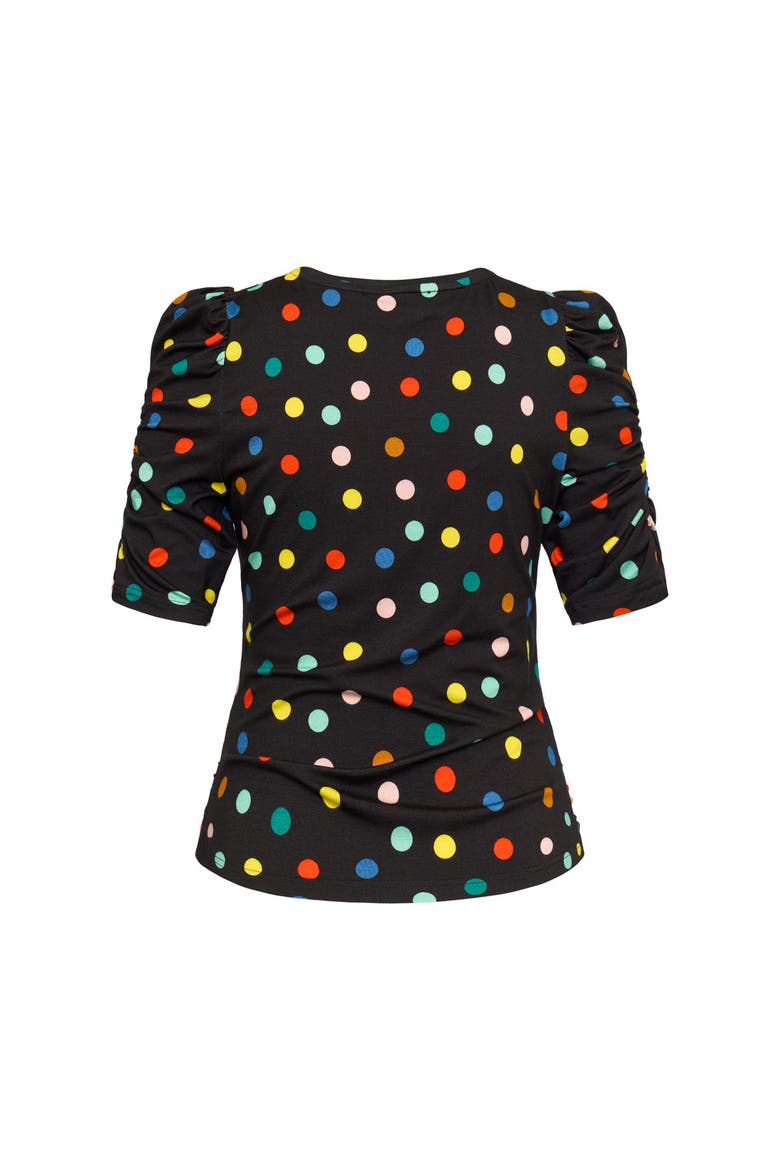 Printed Jersey Shirt With Ruffled Sleeves, Main, color, Black Multicolour