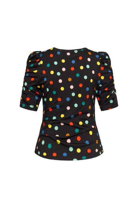 Printed Jersey Shirt With Ruffled Sleeves
