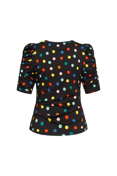 Maison Common Printed Jersey Shirt With Ruffled Sleeves In Black Multicolour