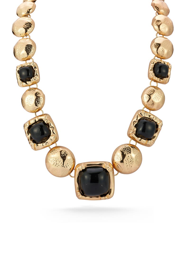 Domed Link Statement Necklace, Main, color, GOLD/BLACK