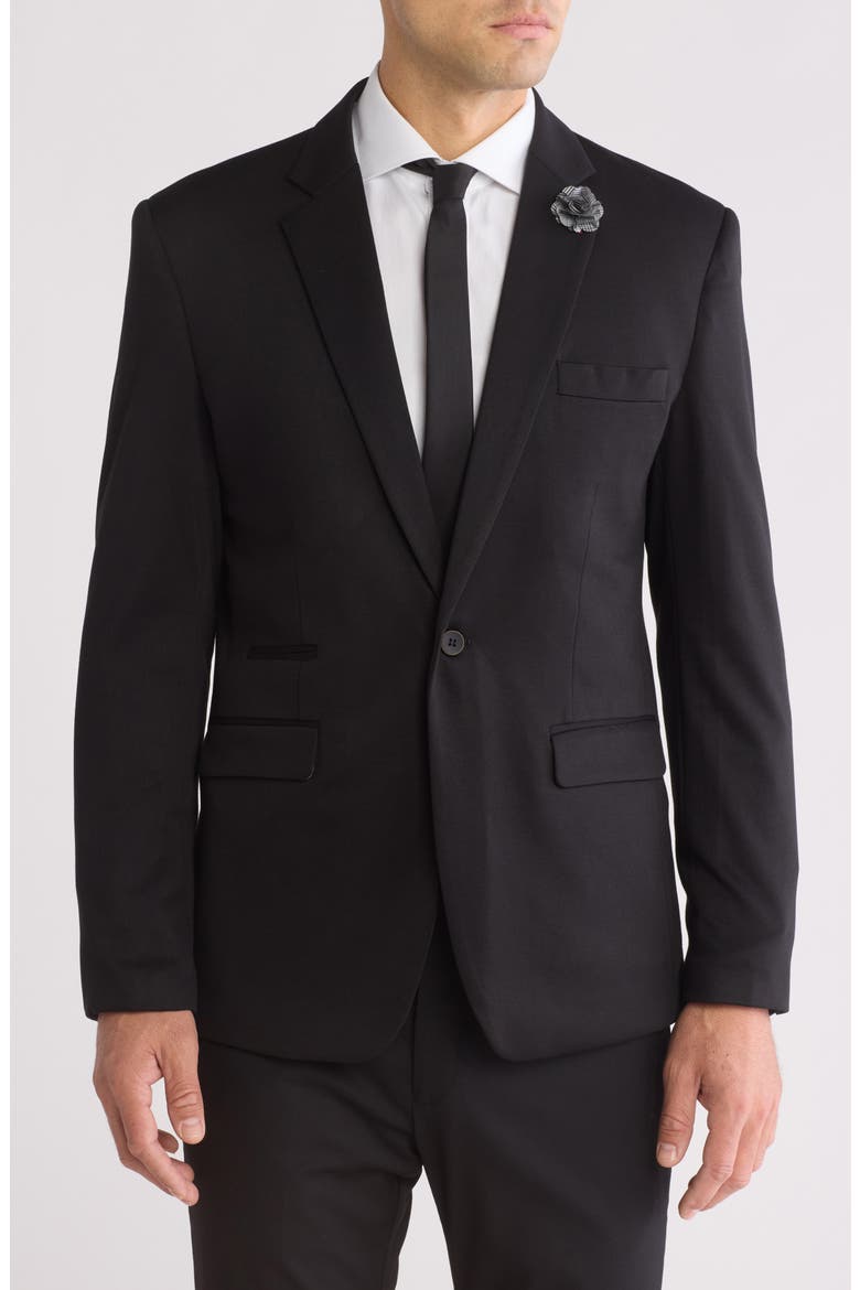 Super Stretch Cotton Blend Blazer, Main, color, BLACK