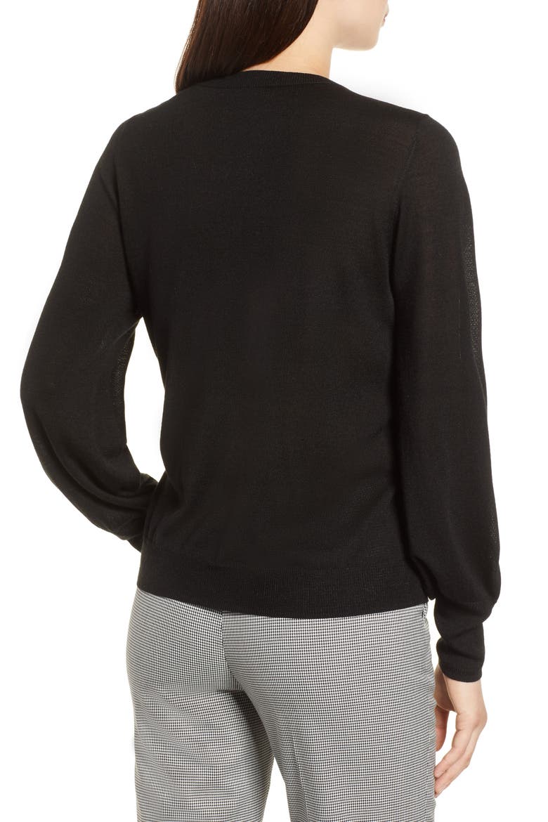 Puff Sleeve Sweater, Alternate, color, BLACK